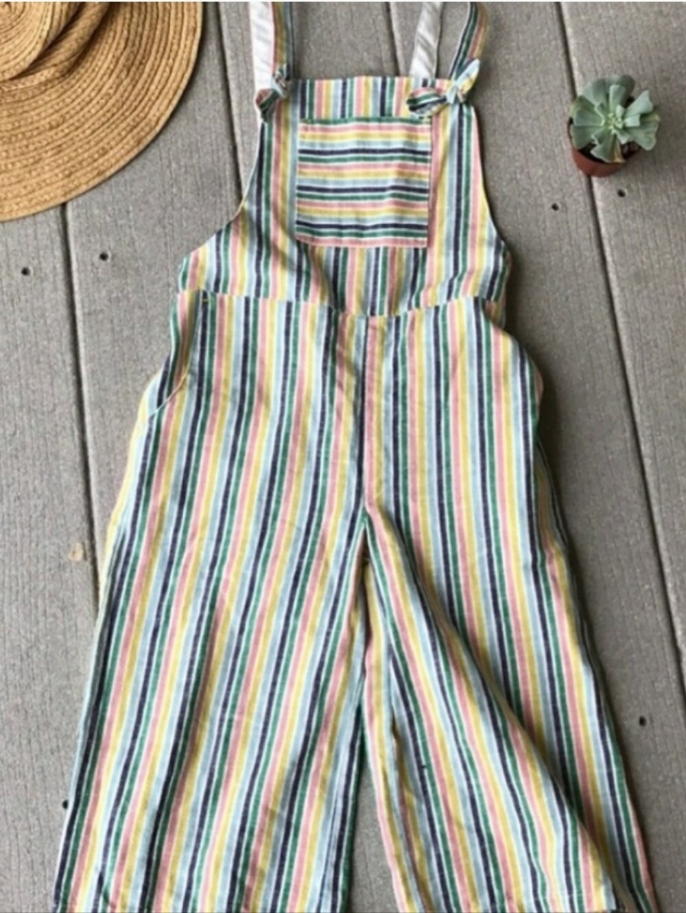 HTF Mini Boden Striped Rainbow Bib Overalls Romper Jumpsuit